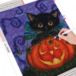 5D DIY Teemantmaaling Kassi Teemanttikandid Loomade Mosaiik K&otilde;rvitsa K&auml;sit&ouml;&ouml; Rhinestone Kit Halloweeni Kaunistus Full Round (20X30CM)