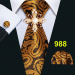 Barry.Wang lips Peral prossn&otilde;elaga meestele Formaalne Paisley kaelasideme Hanky ​​mansetin&ouml;&ouml;pide komplekt GP-013