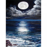 Teemantv&auml;rvimiskomplekt maastik mere&auml;&auml;rne 5D DIY Teemanttikandid Kuu Rhinestones Mosaiik Ristpistes K&auml;sitsi valmistatud kingitus Full Round 20X30CM punane