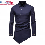 Cozy Up as&uuml;mmeetrilise tikandiga Slim Fit vabaaja pikkade varrukatega s&auml;rgid Meeste l&auml;&auml;ne kauboi s&auml;rk Meeste must valge Chemise meeste n&ouml;&ouml;biga s&auml;rgid S tumesinine v&auml;rv