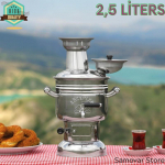 Roostevabast terasest Samovari teekannu soojendaja, k&auml;mping, veekeetja, teekannad, teekomplekt, matkatarbed, kohvimasin 2.5 Liter CHROME SEMAVER