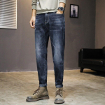 Meeste teksad Casual Denim Straight Losse Tumesinised teksad 38 sinine