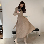 Naiste kevad-s&uuml;gis temperament &uuml;hev&auml;rviline V-kaelusega n&ouml;&ouml;pv&ouml;&ouml;, mis sobib kokku plisseeritud pikk kleit One Size khaki