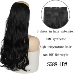 MISS WIG Naiste pikad lainelised juuksepikendused s&uuml;nteetilisest kiust 5 klambriga juuksepikendused must pruunid blondid lainelised juuksepikendused 22inches