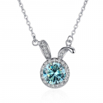 Bague Ringen D v&auml;rvi 1-karaadine t&otilde;eline moissanite ripats naistele armas j&auml;nese teemantripats kaelakee 925 sterling h&otilde;be ehted 45cm sinine