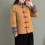 Talvine uus puuvillane polsterdatud retro lillemustriga jope ja mantel, soojad paksud rahvastiilis parkad XL