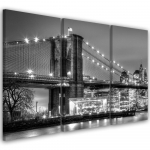 Kolmeosalise pildiga l&otilde;uendiprint Manhattan Bridge New York 60x40 must/valge