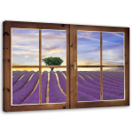 L&otilde;uendiprint Aknavaade lavendlip&otilde;ld 60x40 lilla