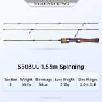 Kuningriik NEW STREAM KING Carbon Spinning &otilde;ngen&ouml;&ouml;rid 1,39 m 1,53 m UL L Power 3 Section MF Action Reisiritv 1.53m spinning L