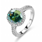 Bague Ringen luksuslik 2,0-karaadine moissaniit ovaalne l&otilde;igatud teemants&otilde;rmus naistele, 100% 925 sterling h&otilde;bedast kihluskingitus 2ct No.5 roheline