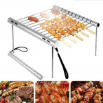 Kokkupandav kaasaskantav roostevabast terasest BBQ-grill BBQ-grill minitaskuga BBQ-grill-grilltarvikud kodus pargis kasutamiseks 30.3X27.5X21.5cm kahvatu h&otilde;bedane v&auml;rv