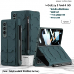 Nahast soomuskate Samsung Galaxy Z Fold 4 5g &uuml;mbris k&uuml;lgmise pliiatsipesaga eesmine klaaskile Samsung Z Fold 4 kaardipesa &uuml;mbrisele Only Case No Pen s&uuml;sinikkiust must v&auml;rv
