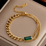 Foxanry 316L roostevabast terasest roheline tsirkoon k&auml;ev&otilde;ru naistele Vintage loomingulised s&uuml;nnip&auml;evaehted aksessuaarid kingitused 18cm kuld