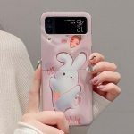 Armas Rabbit Bunny Redish Pink paari s&otilde;bra telefoni&uuml;mbris Samsung Galaxy Z Flip 3 4 Flip3 Flip4 multifilmi tagakaane Capa jaoks For Samsung Z Flip 4