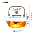 1000L kuumakindel klaasist teekann l&auml;bipaistev jaapani stiilis teekannu infusioon lilledega kaasaskantava veekeetja majapidamistarvete jaoks 1000ml Tea Pot