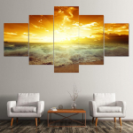 5 paneeli Maastik Rand rannik Meri Pilv P&auml;ikeseloojang L&otilde;uend Maalimine Plakatid ja v&auml;ljatr&uuml;kid Seinakunst Pildid Ruumi Kodukaunistus Ilma raamita 20x35cm*2 20x45cm*2 20x55cm*1