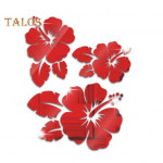 9 tk Peegelseinakleebised Lilledega kleebised Dekoratiivsed 5 v&auml;rvi Mood 3D Peeglid Lillekleebised Festival Peokaunistused Peotarbed punane