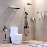 Vannitoa du&scaron;isegisti komplekt Matte must seinakinnitus vihmasadu du&scaron;isegisti kraan vann du&scaron;isegisti kraan 3-suunaline du&scaron;isegisti