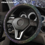 Car Rhinestones rooliratta kate koos Crystal Diamond Sparkling Car SUV rooliratta kaitsega, sobib 14,5&ndash;15-tollisele s&otilde;idukile Black Colorful