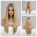 BLONDE UNICORN pitsiga eesmine pikk s&uuml;nteetiline parukas, sirge ombre, blond kiust parukad peo jaoks igap&auml;evased juustele m&otilde;eldud parukad, kuumakindlad