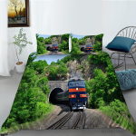 3D Klassikaline Rongiseeria Voodipesukomplekt Vintage Transport Tekikott ja Padjap&uuml;&uuml;r 2/3 Osa AU/DE/US/UK/EU T&auml;issuurus Kodukaunistus Baby 100x135cm