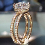 14k kuldne kahekorruseliste teemants&otilde;rmuste karbike, valge Topaas Rincess Anillos Bague S&otilde;rmused Diamante Bizuteria Naistele Teemants&otilde;rmused Naistele 7 kuld