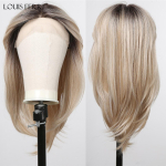 LOUIS FERRE Pruun Blond Ombre s&uuml;nteetiline pitsist eesmine parukas, pikk sirge v&otilde;ltsitud juustega parukas naistele igap&auml;evane Cosplay pitsparukas tukkidega