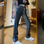 Harajuku naiste lapitehnikas sirge s&auml;&auml;re Jenas tr&uuml;kiste korea t&auml;navar&otilde;ivastega Hiphop k&otilde;rge v&ouml;&ouml;kohaga teksap&uuml;ksid Y2k 90ndate stiilis S sinine