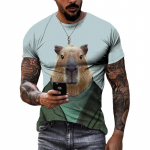 Suvised mehed armas &uuml;leannetu kapibara 3D graafiline T-s&auml;rk Trend Fashion Street l&uuml;hikeste varrukatega O kaelusega top Plus Size M