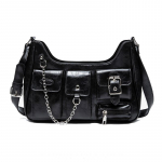 Br&auml;ndi disainikett Naiste kaenlaaluste kott Mitu taskut Naiste &otilde;lakott Moodne PU-nahast rahakott ja k&auml;ekott 30x7x21cm must