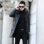 Talvine uus nahkmantel sulemantel meeste keskmise pikkusega kapuutsiga h&otilde;berebase karusnahast kaelarihm Korea liibuv mantli trend 5XL