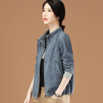 Kevad- ja s&uuml;gishooaeg uus p&uuml;stine kael, vaba vabaaja mood, pikkade varrukatega kauboi mantel Naiste pesapallimantel &otilde;huke M