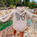 Butterfly Hoodie Lilleline Butterfly kapuutsiga dressipluus Trendikas liblikad Inspirational Pullover Vintage Butterfly Graphic Hoodies Unisex kapuuts 3XL gray