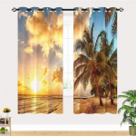 Suvine rand Starfish Sea Natural Sky Tree View Aknakardin elutoale Lastele Magamistoa Vannitoa K&ouml;&ouml;giuksel Kodukaunistus W65X60H(cm)X2Pcs&Hook