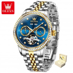 Uued parimad meeste k&auml;ekellad, multifunktsionaalne puurimisr&otilde;ngas, terasrihm, mehaaniline k&auml;ekell, meeste k&auml;ekell sinine/kuld