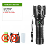 Valge laseriga v&otilde;imas taskulamp USB-laetav v&auml;lklamp 18650 suure v&otilde;imsusega LED-taskulampide laterna pikamaa taskulamp without battery, charger must