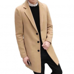 Meeste s&uuml;gistalvine mantel &uuml;hev&auml;rviline rev&auml;&auml;riga keskmise pikkusega pikkade varrukatega kardigan &uuml;herealine kortsudevastane &auml;riformaalses stiilis mantel 4XL khaki
