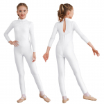 Lastele t&uuml;drukutele iluuisutamine Unitard l&auml;ikiv Rhinestone jumpsuit, pikkade varrukatega body, v&otilde;imlemis-tantsu kost&uuml;&uuml;m 9-10 Years valge