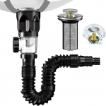 Valamu &auml;ravool, vannitoa valamu &auml;ravoolukomplekt, valamu sifoon painduva sisset&otilde;mmatava PVC &auml;ravooluvooliku ja h&uuml;pikaknavalamu korgiga, l&otilde;hna- ja putukakindel