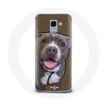 &Uuml;mbris Samsung Galaxy J6 2018 Pitbull Dog jaoks valge hall