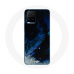 Coque pour Vivo Y21s 2021 / Y21 2021 Nuages de fum&eacute;e multicolore de bleu gris et noir sur fond noir