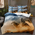 3D loomade voodipesukomplekt poistele Teismeliste toa Pehme suletekikott AU140 * 210 t&auml;issuuruses voodikate &uuml;he-/kahekohaline Wolf Prinditud tekikate AU King 210x240cm
