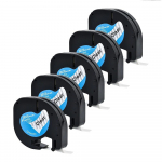 Yance 5 tk/partii &Uuml;hilduv Dymo LetraTag Plastiklint 12267 12mm Must l&auml;bipaistval etiketil Teip dymo etiketiprinterile LT-100H LT-100T black on clear 12mm