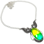 Natural Bi-Color Tourmaline Gemstone 925 Sterling Silver Necklace 18 l2d77