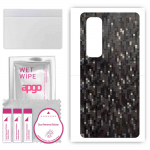apgo Protective Skin Sticker for the back compatible with Xiaomi Mi Note 10 Lite, Wrap Film, Foil, Vinyl - Pattern Carbon Black Pixel
