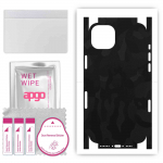 apgo Protective Skin Sticker for the back+sides compatible with Apple iPhone 15 Plus, Full Wrap Film, Foil, Vinyl - Pattern Black Camo