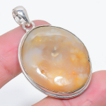Natural Fossil Coral Gemstone Handmade 925 Sterling Silver Pendant 1.81 r8m40