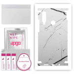 apgo Protective Skin Sticker for the back+sides compatible with Huawei Y6p, Full Wrap Film, Foil, Vinyl - Pattern White Marble