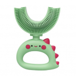 U-kujuline hambahari kasutusjuhend Lihtne kasutada, armsa kujuga pehmete harjastega imeline puhas silikoon U-kujuline laste hambahari lastele L roheline