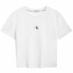 Calvin Klein Kirjatr&uuml;kiga vabaaja kaelusega T-s&auml;rk naiste topid kuuvalgusvalge J221837-YAF XS
